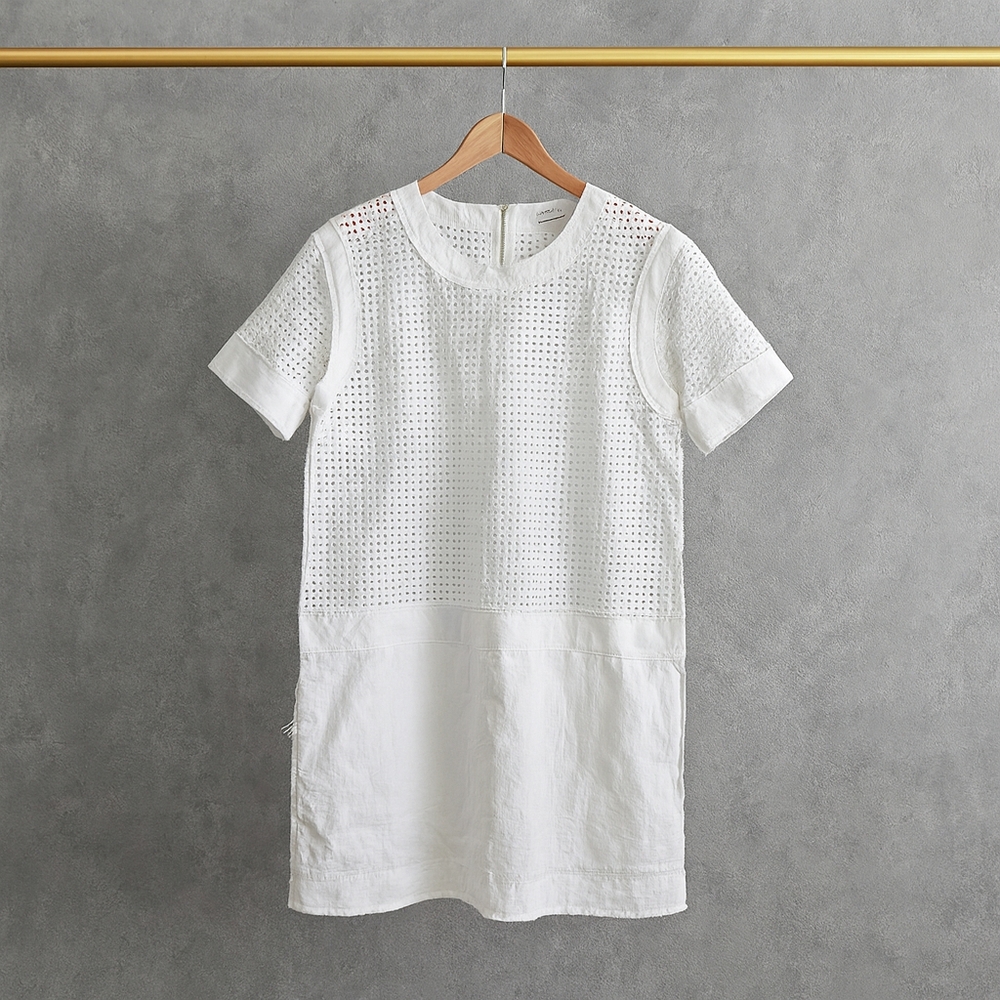 Gap Designed & Crafted White Eyelet Shift Dress XS NWT Linen Cotton Sheer Dress